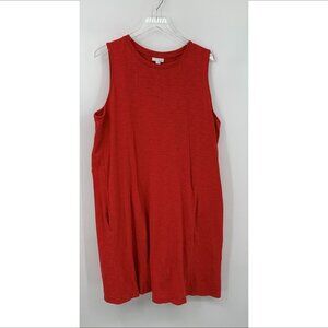 J Jill tank a-line red dress sleeveless knit stretch pockets trapeze X-Large XL